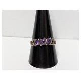 .925 Sterl Tri-Stone Amethyst Ring Sz 11