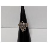 .925 Sterling Silver Leaf Motif Ring Sz 5