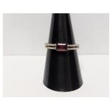 .925 Sterl Red Stone Split Band Ring Sz 8