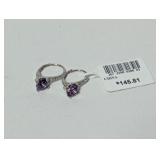 .925 Sterl Amethyst Lab White Sapphire Earrings