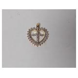 Vermeil Diamond Cross in Heart Pendant