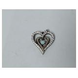 .925 Sterling Silver Heart Pendant W Opal