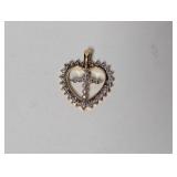 Vermeil Diamond Cross in Heart Pendant