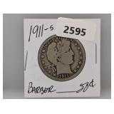 1911-S 90% Silv Barber Half $1 Dollar