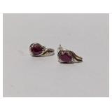 14k/.925 Red Stone Drop Earrings