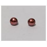 .925 Sterling Silver Pink/Red Pearl Earrings