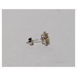 .925 Sterling Silver Yellow Stone Halo Earrings