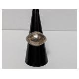 .925 Sterling Silver Carved Ring Sz 8