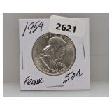 1959 90% Silv Franklin Half $1 Dollar