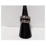 .925 Sterling Silver Black Enamel Ring Sz 6