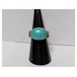 .925 Sterling Silver Turquoise Ring Sz 7