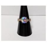 .925 Sterling Silver Multi-Colored Ring Sz 9