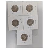 (5) Mixed Date Buffalo Nickels