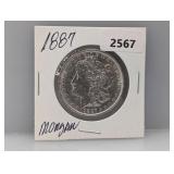1887 90% Silv Morgan $1 Dollar