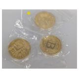 (3) Clad 24K Gold Layered Bitcoins