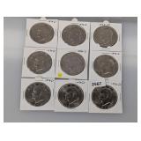 (9) Mixed Date Ike $1 Dollars