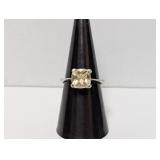 .925 Sterling Silver Yellow Stone Ring Sz 8