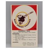 1968-70 Fleer Logo Quiz Cards Padres Stain