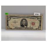 1963 Red Seal $5 US Note