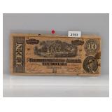 1864 Confederate $10 Dollar Note