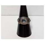 .925 Sterl Cocktail Ring Clear Stone Ring Sz 8.5