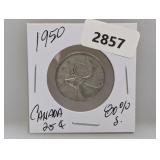 1950 80% Silv Canada Quarter