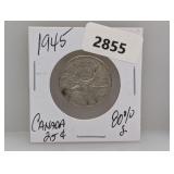 1945 80% Silv Canada Quarter