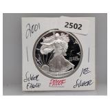 2001 1oz .999 Silv PF Eagle $1 Dollar