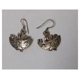 .925 Sterling Silver Noah's Ark Dangle Earrings