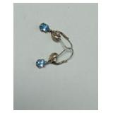 .925 Sterl Seashell Blue Stone Dangle Earrings