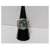 .925 Sterling Silver Abalone Ring Sz 8.5