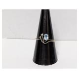 .925 Sterling Silver Blue Stone CZ Ring Sz 9