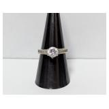 .925 Sterl Channel Set Solitaire Ring Sz 8