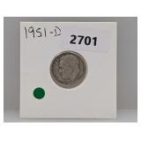 1951-D 90% Silv Roos Dime