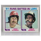 1982 Topps Mike Schmidt Eddie Murray #163 Stain