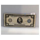 1914 Blue Seal $20 Fed Reserve Note