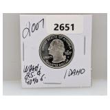 2007 90% Silv ID State Quarter