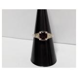.925 Sterling Red Stone Ring Sz 8