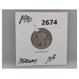 1916 90% Silv Mercury Dime