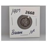 1907 90% Silv Barber Dime