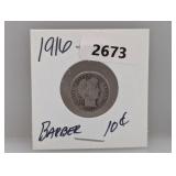 1916 90% Silv Barber Dime
