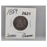 1859 90% Silv Seated Quarter