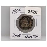1854 90% Silv Seated Quarter