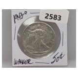 1943-D 90% Silv Walker Half $1 Dollar