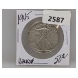 1945 90% Silv Walker Half $1 Dollar