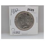 1922 90% Silv Peace $1 Dollar