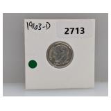 1963-D 90% Silv Roos Dime