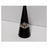 .925 Sterling Open Work Leaf Band Sz 10