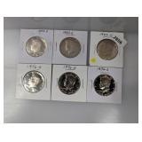 (6) Mixed Date Clad Proof JFK Half $1 Dollars