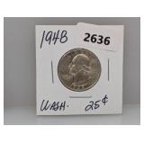 1948 90% Silv Wash Quarter